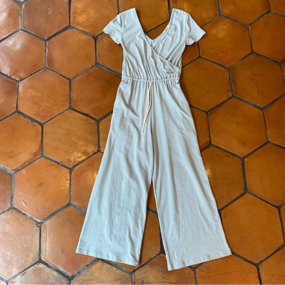 Marine Layer Women’s Dana Wrap Striped Wide Leg Jumpsuit S Casual Knit Travel - Picture 2 of 10